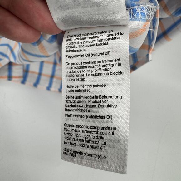 Columbia PFG Shirt Mens XXL Blue Peach White Plaid Button Down Omni Shade - Picture 7 of 9